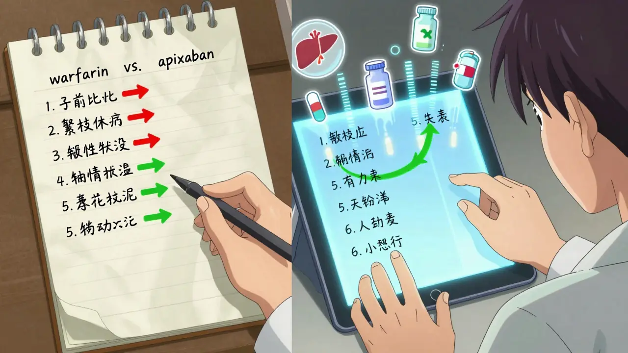 Side-by-side medication lists with animated red and green arrows highlighting dangerous mismatches.